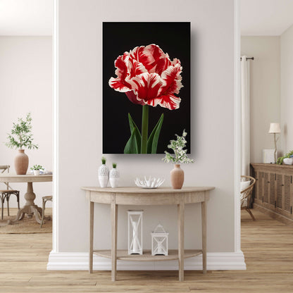 Prachtige realistische schilderij van een tulp canvas