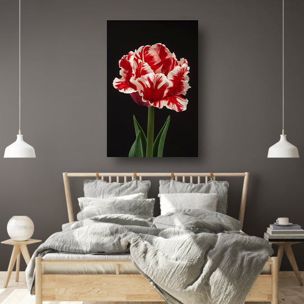 Prachtige realistische schilderij van een tulp canvas