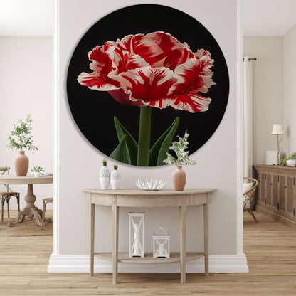 Prachtige realistische schilderij van een tulp aluminium muurcirkel