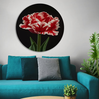 Prachtige realistische schilderij van een tulp aluminium muurcirkel