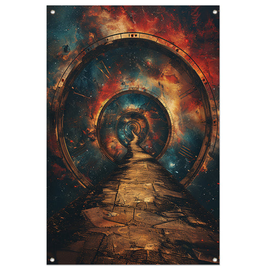 Surrealistisch Pad door de Kosmische Tijd tuinposter