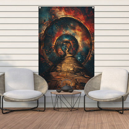 Surrealistisch Pad door de Kosmische Tijd tuinposter