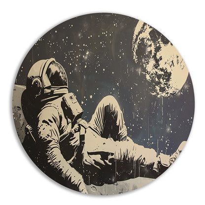 Astronaut ontspannen onder de sterren   forex muurcirkel
