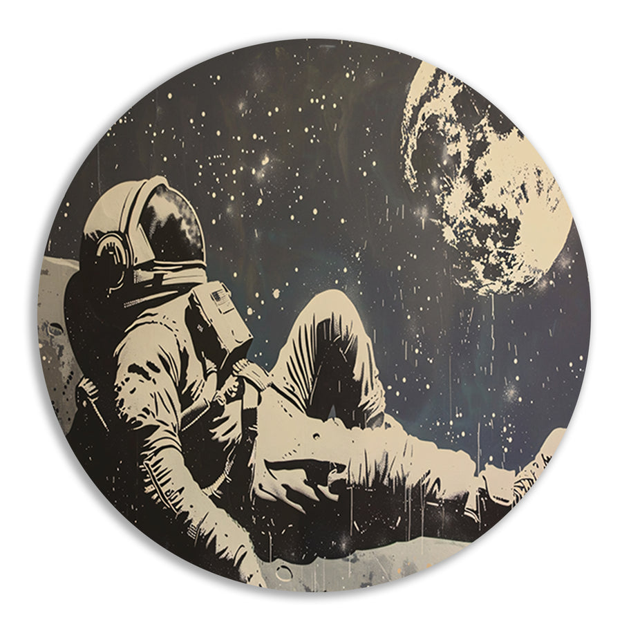 Astronaut ontspannen onder de sterren   forex muurcirkel