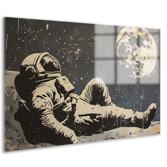 Astronaut ontspannen onder de sterren   acrylglas