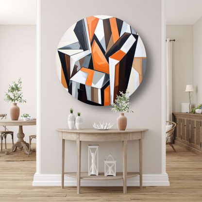 Zwart-witte stoel in minimalistische ruimte aluminium muurcirkel