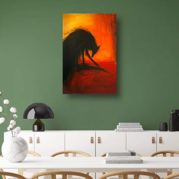 Abstract schilderij van een wolf in kleur canvas met baklijst