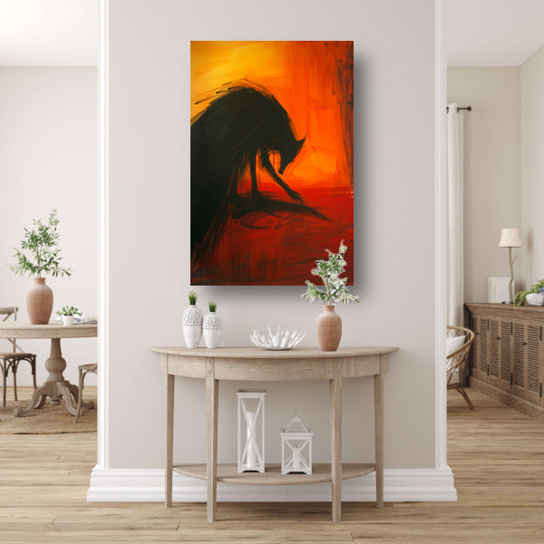 Abstract schilderij van een wolf in kleur canvas met baklijst