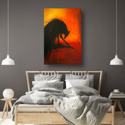 Abstract schilderij van een wolf in kleur canvas met baklijst