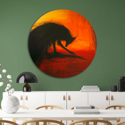 Abstract schilderij van een wolf in kleur forex muurcirkel