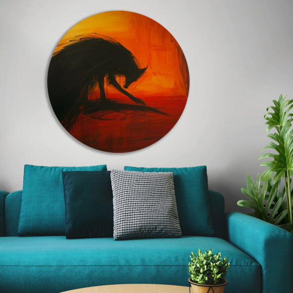 Abstract schilderij van een wolf in kleur forex muurcirkel