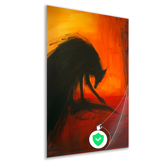 Abstract schilderij van een wolf in kleur poster