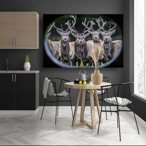 Herten in Monochroom Boslandschap canvas
