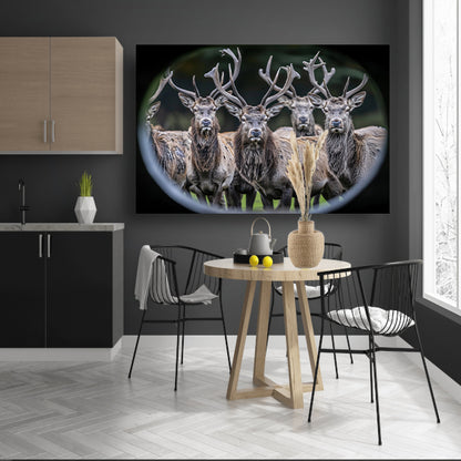 Herten in Monochroom Boslandschap canvas