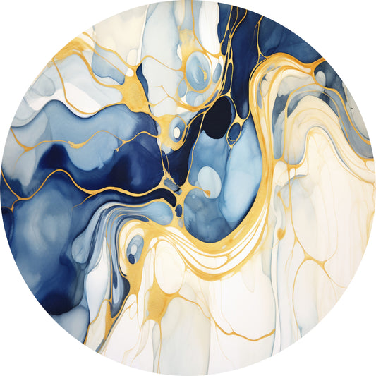 Gouden Vloeiende Abstractie aluminium muurcirkel