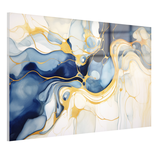 Gouden Vloeiende Abstractie op Canvas acrylglas