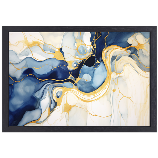 Gouden Vloeiende Abstractie op Canvas canvas met baklijst