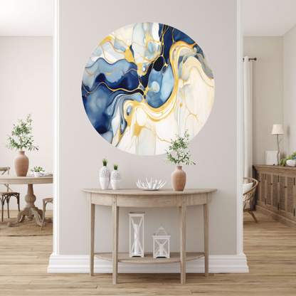 Gouden Vloeiende Abstractie aluminium muurcirkel