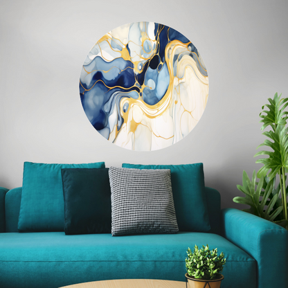 Gouden Vloeiende Abstractie aluminium muurcirkel