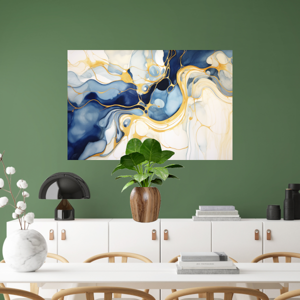 Gouden Vloeiende Abstractie poster