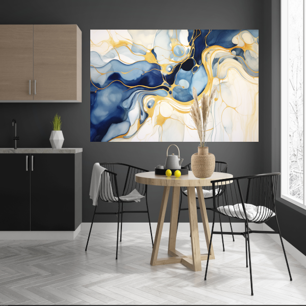 Gouden Vloeiende Abstractie op Canvas acrylglas