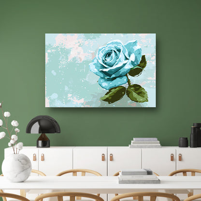 Prachtige digitale blauwe roos schilderij poster