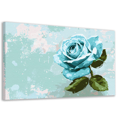 Prachtige digitale blauwe roos schilderij canvas