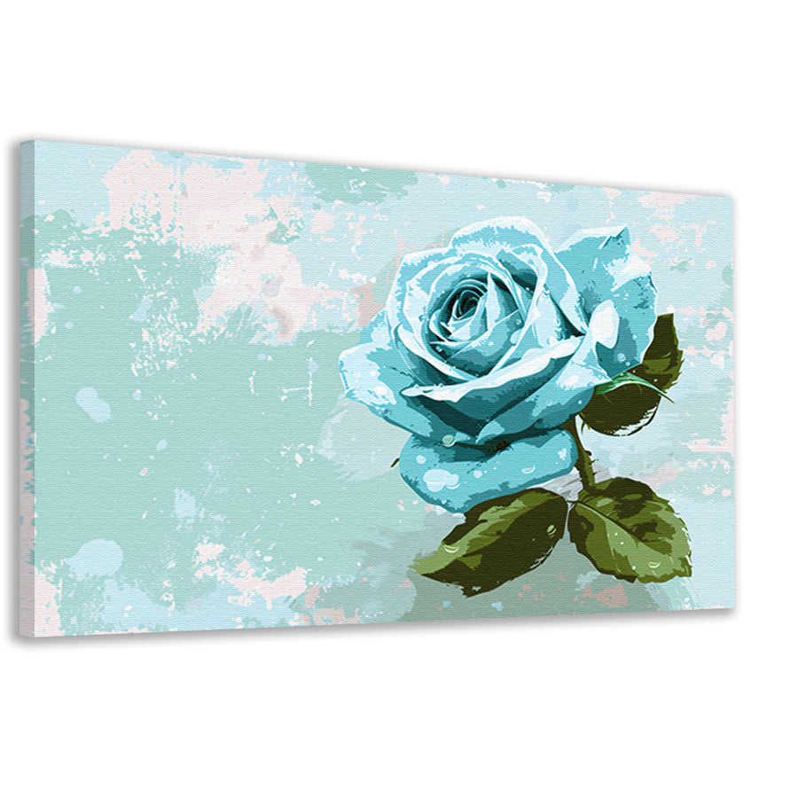Prachtige digitale blauwe roos schilderij canvas