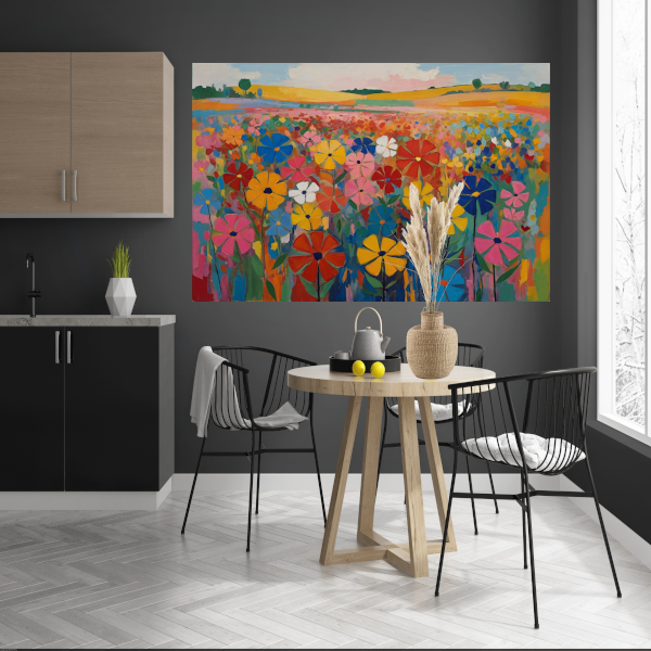 Dans van Kleur in een Bloeiend Veld poster