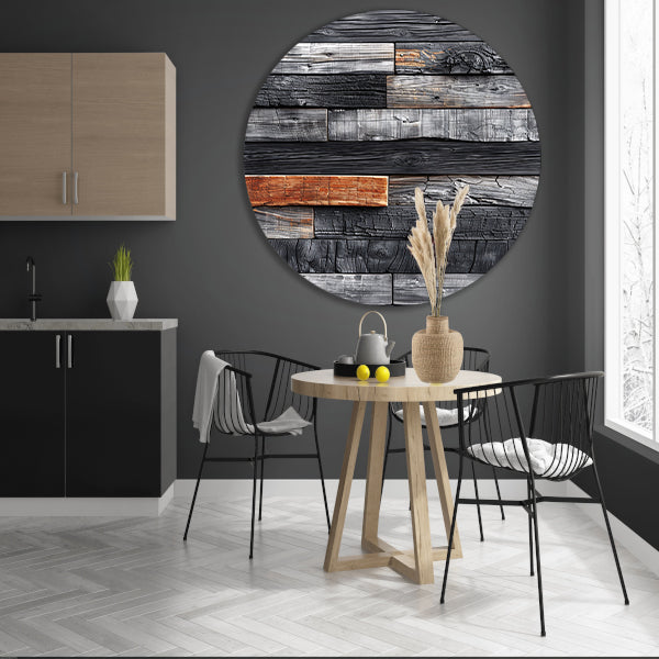 Verbrand Houten Wandpaneel aluminium muurcirkel