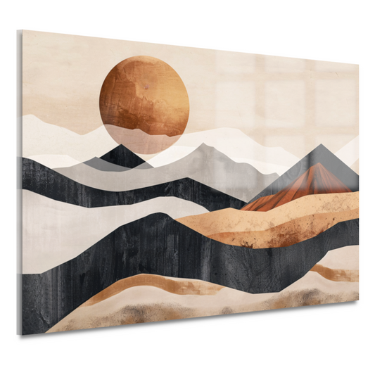 Monochrome Bergen en Zonsondergang in Abstract acrylglas