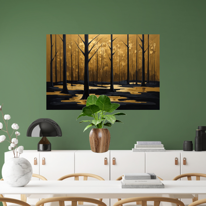 Stille Echos van Gouden Licht in het Bos poster