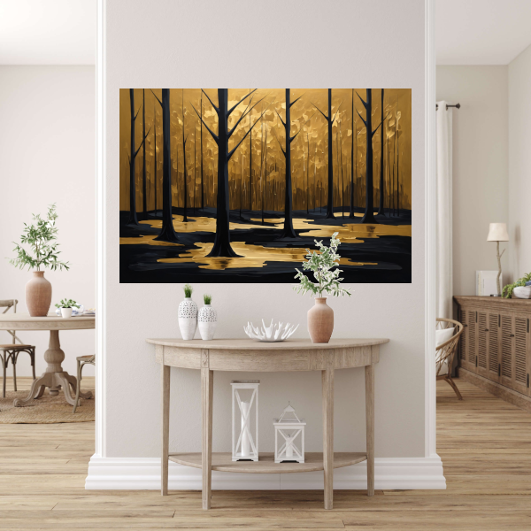 Stille Echos van Gouden Licht in het Bos poster