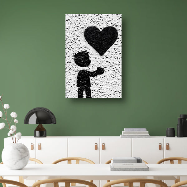 Hart in de Schaduw van de Liefde canvas met baklijst