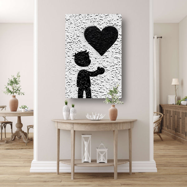 Hart in de Schaduw van de Liefde canvas met baklijst