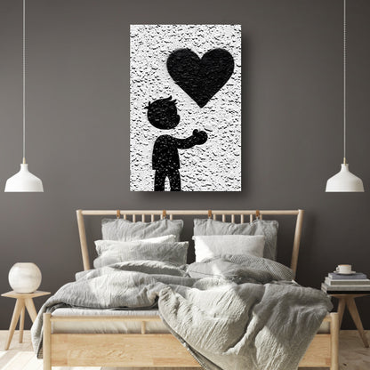 Hart in de Schaduw van de Liefde canvas met baklijst
