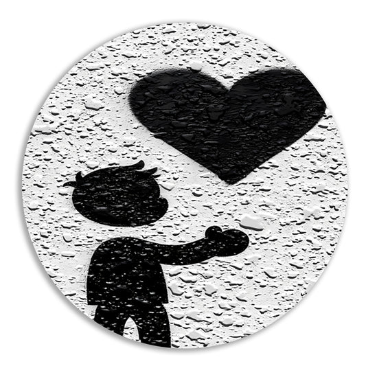 Hart in de Schaduw van de Liefde aluminium muurcirkel