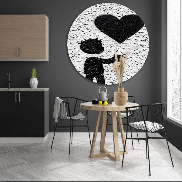 Hart in de Schaduw van de Liefde aluminium muurcirkel