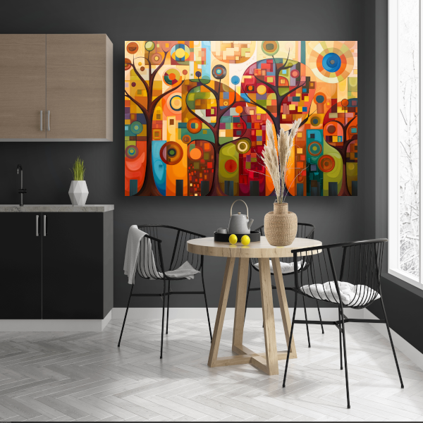 Abstracte bomen in stedelijke kleurenpracht acrylglas