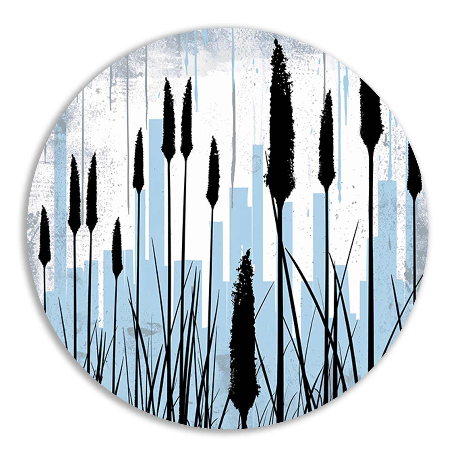 Minimalistisch silhouet van planten en skyline forex muurcirkel