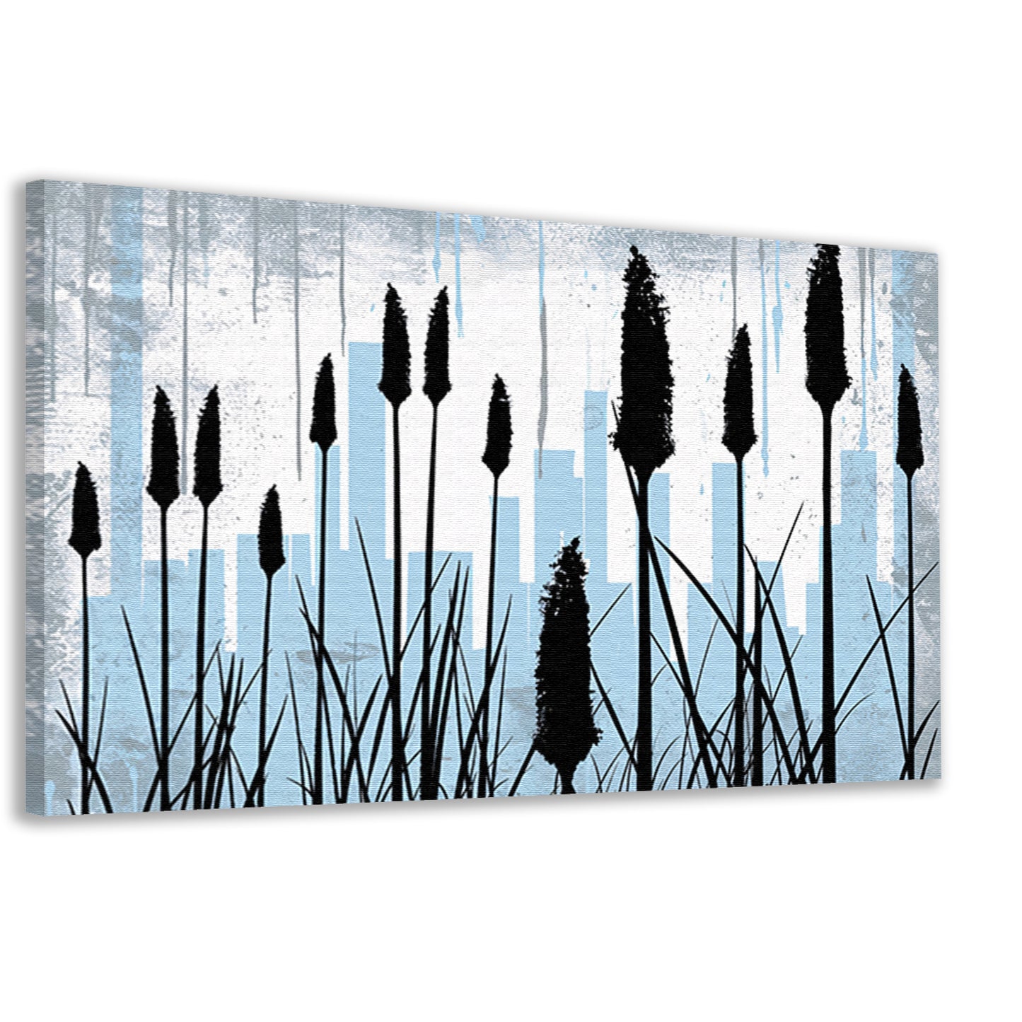 Minimalistisch silhouet van planten en skyline canvas