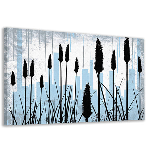 Minimalistisch silhouet van planten en skyline canvas