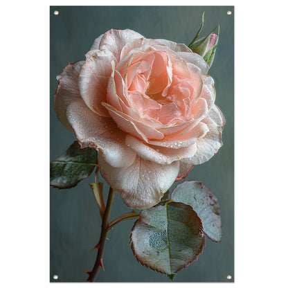 Roze Roos in Bloei met Dauwdruppels tuinposter