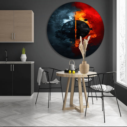 Abstract  met cirkel en contrasterende kleuren aluminium muurcirkel