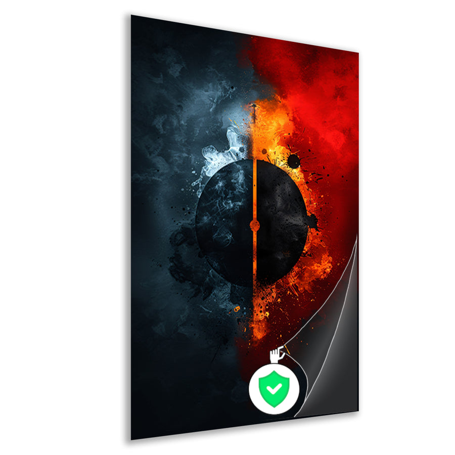 Abstract  met cirkel en contrasterende kleuren poster