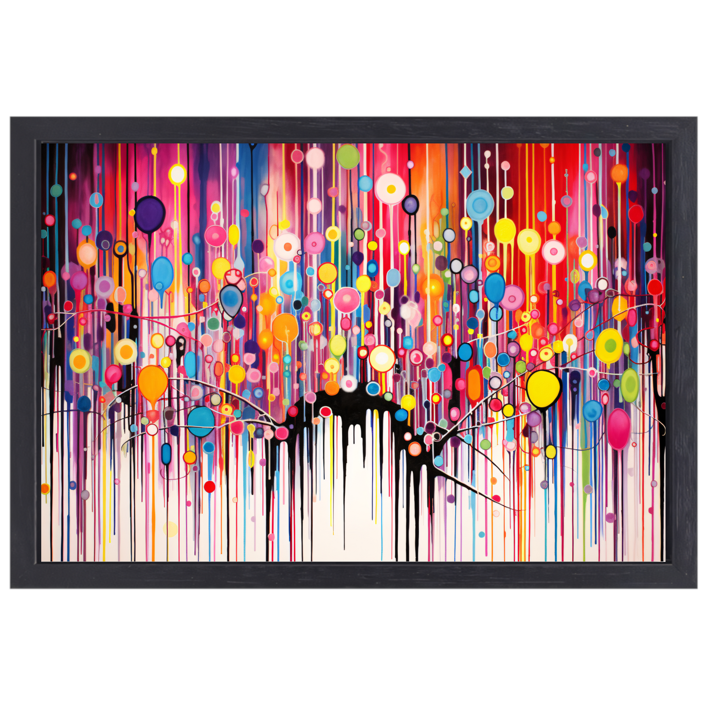 Kleurrijke cirkelcompositie canvas met baklijst