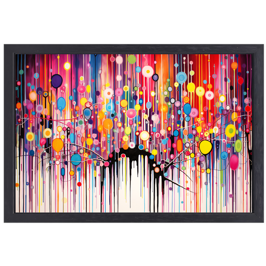 Kleurrijke cirkelcompositie canvas met baklijst