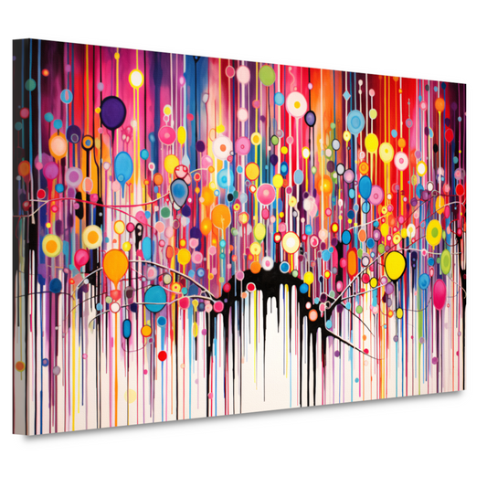 Kleurrijke cirkelcompositie canvas