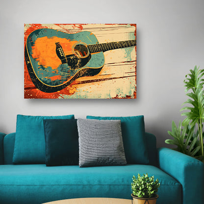 Abstracte gitaar met dynamische verfspatten acrylglas