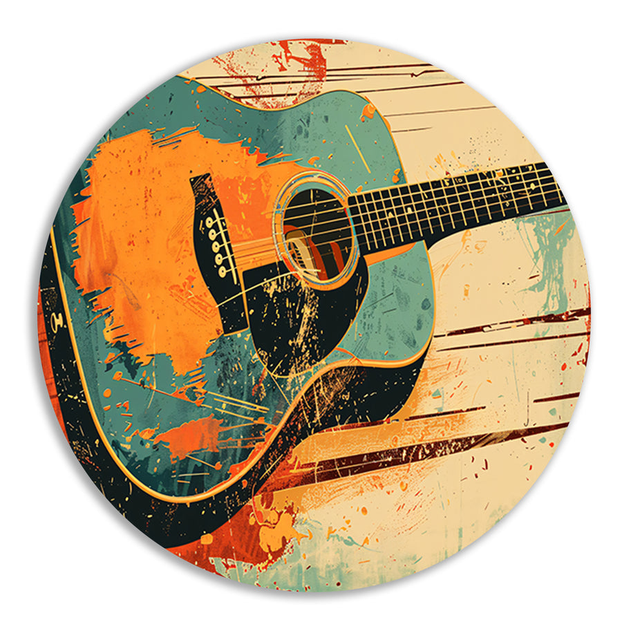 Abstracte gitaar met dynamische verfspatten forex muurcirkel